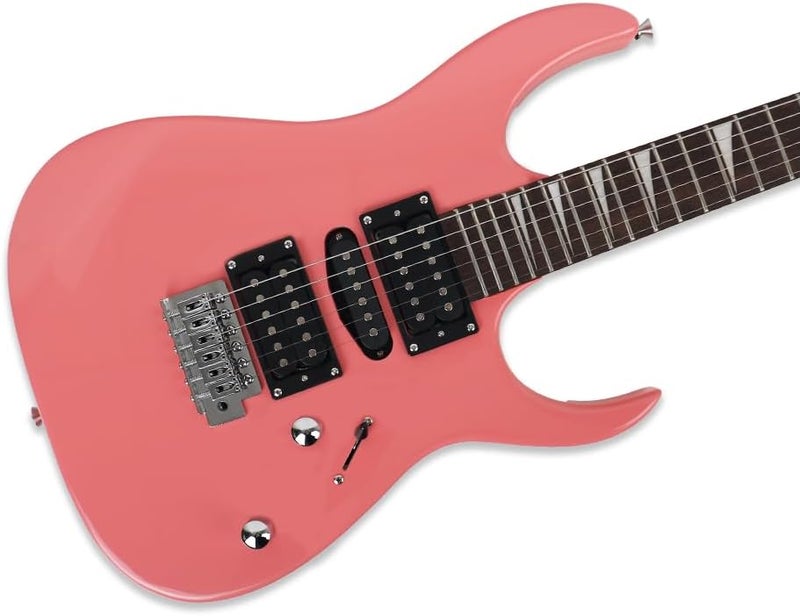 demusea electric guitar 24frets single tremolo HSH pickups maple neck phoenix body 25.5inch scale length glossy pink color 1V 1T 5ways toggle for starter beginner party show(YIB30SD-PINK) - Image 1